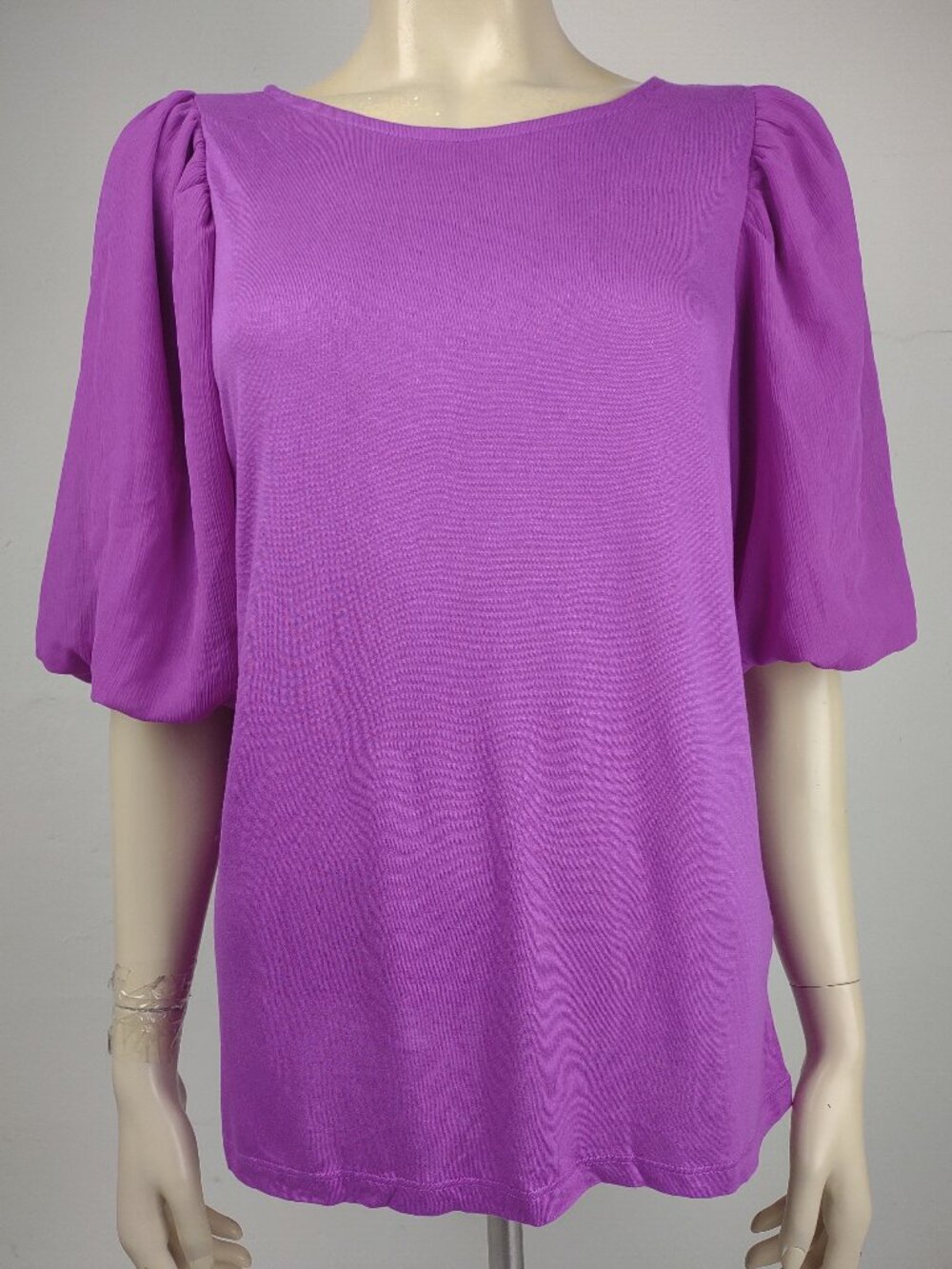 NWT Banana Republic fuchsia purple puff sleeve round neck blouse ladies Medium